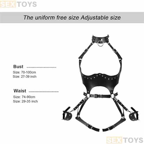 DYL Women Punk PU Leather Body Harness Belt Sexy Lingerie - Back View
