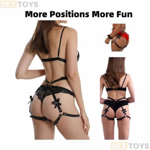 Sex Harness Restraints Handcuffs Waist Straps for Adult Couple - Side View