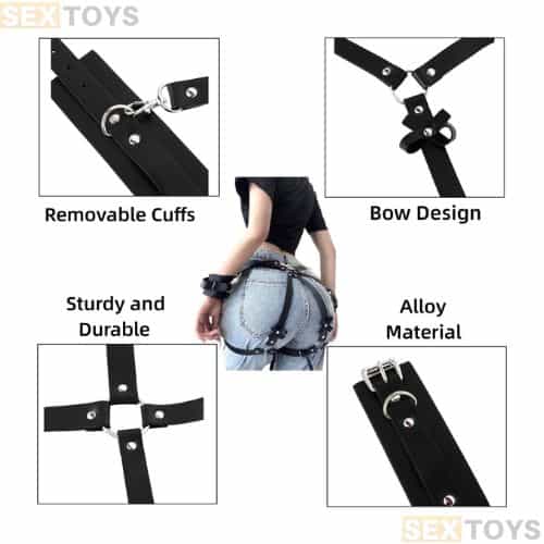 Sex Harness Restraints Handcuffs Waist Straps for Adult Couple - Detail View