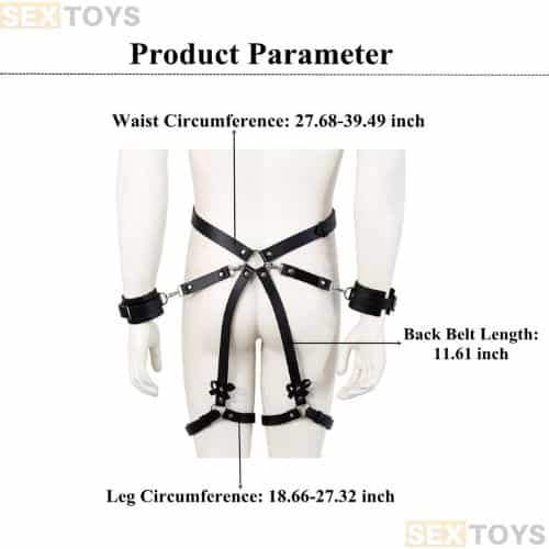 Sex Harness Restraints Handcuffs Waist Straps for Adult Couple - Back View