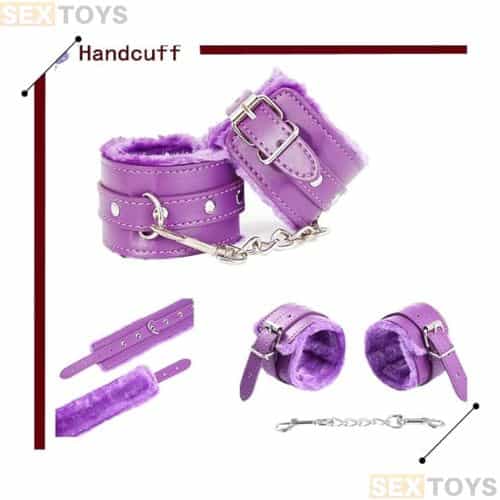 Fluffy Handcuffs PU Eye Mask Blindfold Kit - Side View