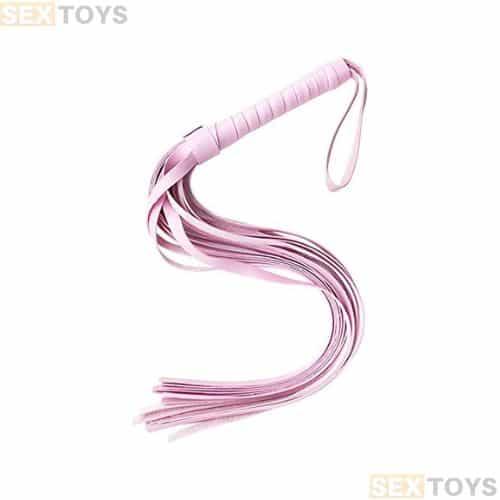 Leather Flogger Whip for Adult Pink - Side View
