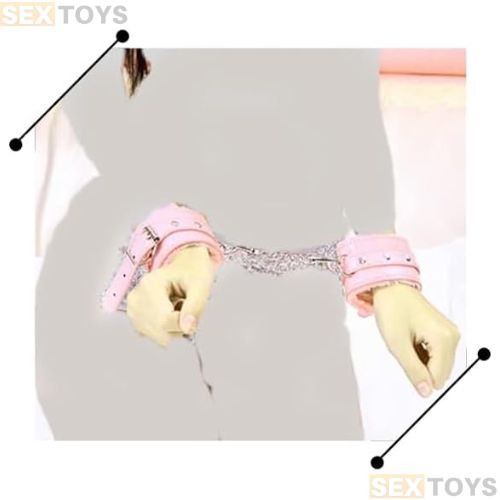 Handcuffs PU Eye Mask Blindfold Kit Pink - Back View