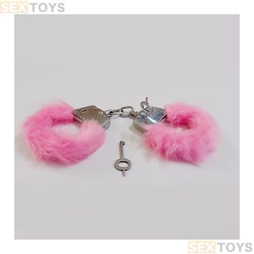 Pink Carbon Steel Toy Handcuff with 2 Keys - Side View