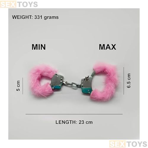 Pink Carbon Steel Toy Handcuff with 2 Keys - Detail View