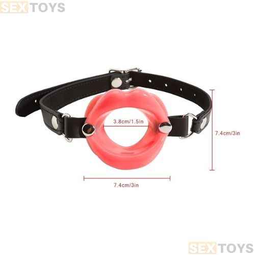 Silicone Soft Lips Shape Open O Ring Mouth Gag - Detail View