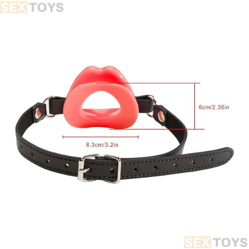 Silicone Soft Lips Shape Open O Ring Mouth Gag - Back View