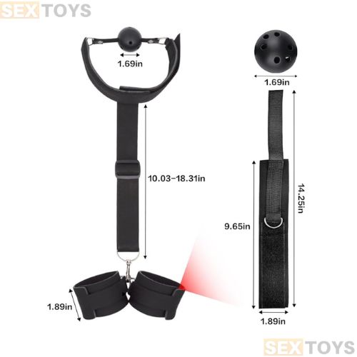 Neck to Wrist Restraints Kit Adjustable BDSM Bondage - Detail View